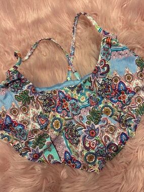 Profile Blush Paisley Floral Print Bikini Top - Blue Multi